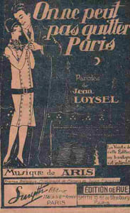 Partition de la chanson : On ne peut pas quitter Paris Recueil contenant : - Au son des mandolines - La rose du corso - Caprice de femme - Les regards - Forget me not (cet air si tendre) La vente de cette édition en boutique est interdite , Edition de rue