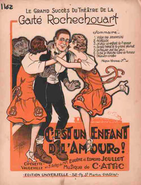 Partition de la chanson : Baiser sur les yeux (Un) Partition d’édition originale pour piano et chant; illustrée par les Frères Clérice , qui à la fin ...