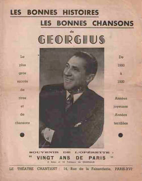 Partition de la chanson : Bonnes histoires , les bonnes chansons de Georgius Recueil d'histoires et chansons (sans accompagnement) de 1900 à 1920 : ...