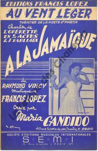 Partition de la chanson : Au vent léger A la Jamaïque Théâtre de la Porte Saint-Martin