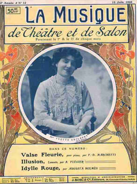 Partition de la chanson : Musique de théâtre et de salon du 15 juin 1908 Numéro 12 de la deuxième Année du bimensuel ” La Musique de théâtre et de ...