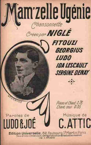 Partition de la chanson : Mam'zelle Ugénie       Chansonnette 