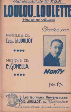 Partition de la chanson : Loulou ... Loulette . Monty - Gonella E. - Joullot Eugène et Edmond
