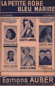 Partition de la chanson : Petite robe bleu marine (La) . Coestier Marcel,Jambel Lisette,Dorlan Michèle,Pascal et Dominique - Valbot Jean - ...