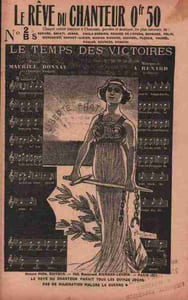 Partition de la chanson : Rêve du chanteur numéro 2 bis (Le) Recueil de quatre chansons au lieu de six : - Le temps des victoires - Sous les Bambous - Le dernier baiser - Connaissez-vous ma Jeanne - Eldorado