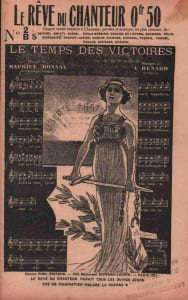 Partition de la chanson : Rêve du chanteur numéro 2 bis (Le) Recueil de quatre chansons au lieu de six : - Le temps des victoires - Sous les Bambous - Le dernier baiser - Connaissez-vous ma Jeanne - Eldorado