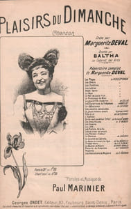 Partition de la chanson : Plaisirs du Dimanche Promenade du Dimanche Cabaret des Arts