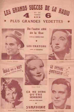 Partition de la chanson : Grands succès de la Radio et de toutes ses plus grandes vedettes Recueil de chansons sans accompagnement : - De l'autre côté ...