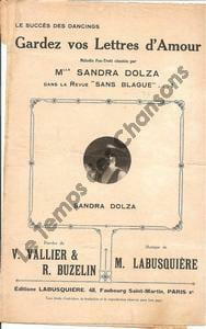Partition de la chanson : Gardez vos lettres d'amour Sans blague ... ! . Dolza Sandra - Labusquière Marcel - Vallier Victor,Buzelin René