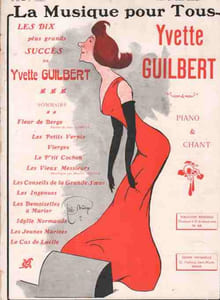 Partition de la chanson : Musique pour tous, les dix plus grands succès de Yvette Guilbert Musique pour tous est une revue mensuelle, celle-ci est le numéro 48 de la cinquième année : - Fleur de Berge - Les petits vernis - Vierges - Le p'tit cochon - Les vieux Messieurs - Les conseils de la Grande Soeur - Les Ingénues - Les Demoiselles à marier - Idylle Normande - Les jeunes mariées - Le Cas de Lucile Manque le dos de couverture