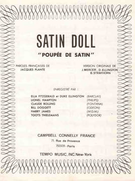 Partition de la chanson : Satin Doll " Poupée de satin " . - Ellington Duke,Mercer Johnny,Strayhorn Billy - Plante Jacques