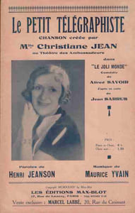 Partition de la chanson : Petit Télégraphiste (Le) D'après un conte de Jean Sarrus Joli monde (le) Théâtre des Ambassadeurs
