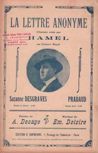 Partition de la chanson : Lettre anonyme (La) Concert Mayol