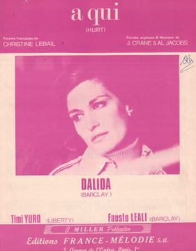 Partition de la chanson : A qui ( Hurt ) Annotation au stylo des notes sans gêne . Dalida - Jacobs Al,Crane Jimmie - Lebail Christine