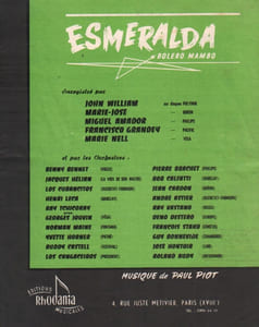 Partition de la chanson : Esmeralda