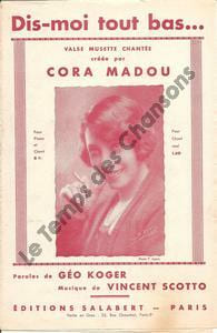 Partition de la chanson : Dis-moi tout bas .... . Madou Cora - Scotto Vincent - Koger Géo