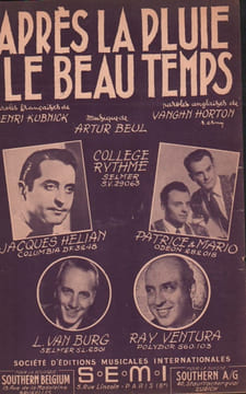 Partition de la chanson : Après la pluie le beau temps ( Toolie oolie doolie ) . Hélian Jacques,Ventura Ray,Patrice et Mario,Van Burg Louis - ...