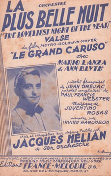 Partition de la chanson : Plus belle nuit (La) The loveliest night of the year      Great Caruso (The) (Le grand Caruso)  . Hélian Jacques - Rosas ...