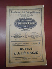Catalogue Etablissements Ferdinand Durand Outils d'alésage 1932