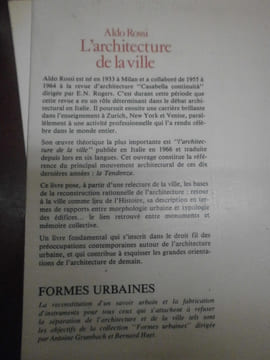 L'architecture de la ville . A. Rossi (Première édition française)