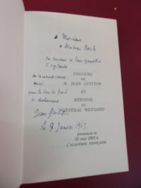 Discours de Jean Guitton & réponse du Général Weygand prononcés le 22 mai 1962 à l'Académie Française.