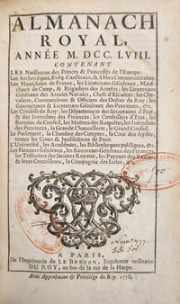 Almanach royal, année M.DCC.LVIII