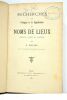 Recherches sur l'origine et la signification des noms de lieux (France, Corse et Algérie).. PEIFFER (E.).