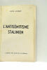 L'Antisémitisme Stalinien.. GUERRY (Louis).