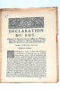 DECLARATION DU ROY CONCERNANT LA FORME DE TENIR LES REGISTRES DES BATÊMES, Mariages, Sepultures, Vestures, Noviciats et Professions, et des Extraits ...