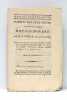 PRIEUR (C.A.). Motion d'Ordre relative au Projet sur les Ecoles de Santé...Paris, Imprimerie Nationale, 1797. in-8. 6pp. Broché.  . PRIEUR (C.A).