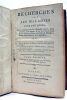 Recherches sur les Maladies Chroniques... Tome Premier (seul publié) contenant la Théorie Générale des Maladies et l'Analyse Médicinale du Sang.. ...