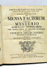 De Mensa Facierum ejusque Mysterio, Liber Singularis… Accedunt Vindiciae Crucis Panibus facierum impressa. Halae Magdeburgicae, Baueri, 1738.   RELIE ...