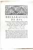 DECLARATION du Roi, Concernant les Communautés d'Orfèvres-Lapidaires-Joailliers et Horlogers, dans les villes du ressort du Parlement de Paris, autres ...