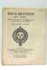 DECLARATION DU ROY POUR EMPESCHER LES MARIAGES DES SUJETS DU ROY ÉS PAÏS ÉTRANGERS.. 