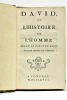 David, ou l'Histoire de l'Homme selon le Cœur de Dieu. Ouvrage traduit de l'Anglois.. [ ANNETT (Peter) ].