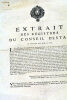 EXTRAIT DES REGISTRES DU CONSEIL D'ETAT, Du vingt-sixième Avril mil sept cens vingt. Le Roy s'étant fait représenter dans son Conseil l'Arrêt rendu en ...