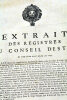 EXTRAIT DES REGISTRES DU CONSEIL D'ETAT, Du vingt-sixième Avril mil sept cens vingt. Le Roy s'étant fait représenter dans son Conseil l'Arrêt rendu en ...