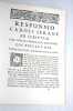 Responsio ad scriptum clar. Dom. Fr. Lamure, doc. Med. Monsp. Cui titulus est. Pathologicarum de Febre, et palpitatione lectionum vindiciae.. SERANE ...