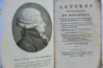 Lettres originales de Mirabeau, écrites du donjon de Vincennes 1803. Mirabeau 