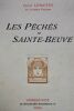 LEMAITRE Jules Les pêchés de Sainte-Beuve Paris, Dorbon-Aine 1913 . Grand in-8. Broche, intérieur frais (usures au dos). 86 pages. Couverture ...