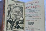 LUCRECE LES OEUVRES DE LUCRECE CONTENANT SA PHILOSOPHIE SUR LA PHYSIQUE OU L'ORIGINE DE TOUTES CHOSES Paris, CHEZ THOMAS GUILLAIN. 1692 , in 12, ...