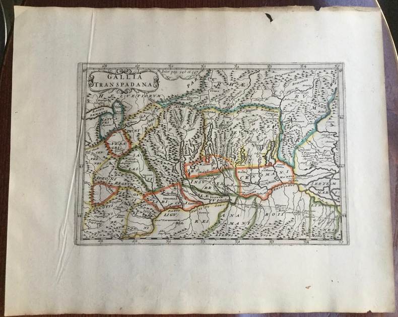 Gallia Transpadana. Theatrum geographique Europae veteris. Carte de la Gaule cisalpine ancienne. . Briet (Philippe)
