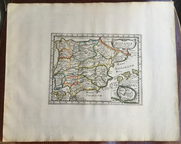 HISPANIAE DIVISIO IN XIV CONVENTUS. Theatrum geographique Europae veteris. Carte de l'Espagne ancienne. . Briet (Philippe)