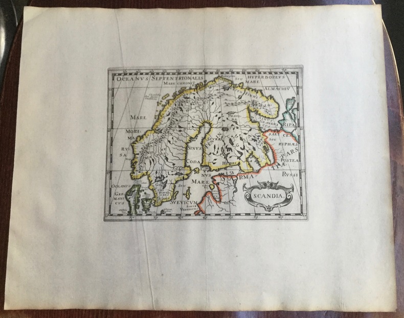Scandia. Theatrum geographique Europae veteris. Carte de la Scandinavie ancienne. . Briet (Philippe)