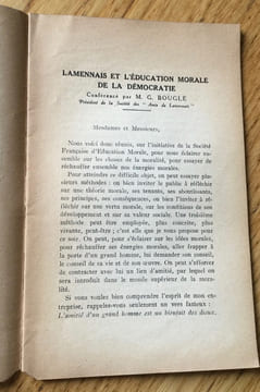Lamennais et l'Éducation Morale de la Démocratie. Bouglé (Célestin)