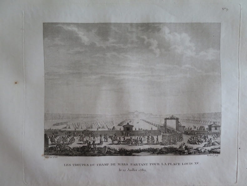 Tableaux historiques de la R&eacute;volution fran&ccedil;aise. N&deg;9) Les troupes du champ de Mars partant pour la place Louis XV.. Collectif