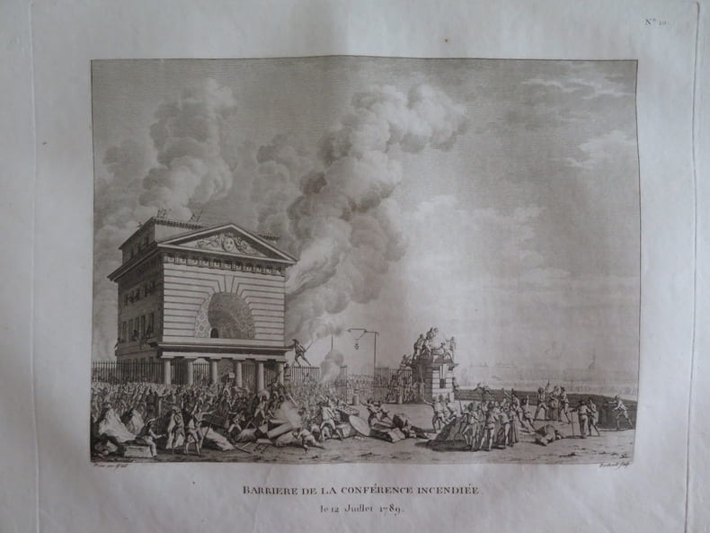 Tableaux historiques de la R&eacute;volution fran&ccedil;aise. N&deg;10) Barri&egrave;re de la conf&eacute;rence incendi&eacute;e.. Collectif