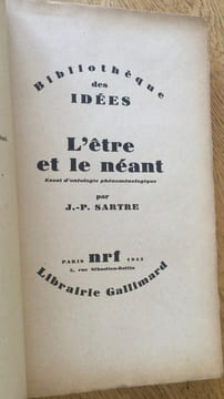 L’être et le néant. Essai d’ontologie phénoménologique.. Sartre (Jean-Paul)