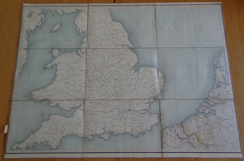 Carte géographique de l'Angleterre, le nord de la France, la Belgique. Collin