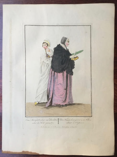 M&egrave;re hollandaise, allant &agrave; l’&eacute;glise avec sa fille - "Eene Moeder, met hare Dochter naar de kerk gaande.". Anonyme